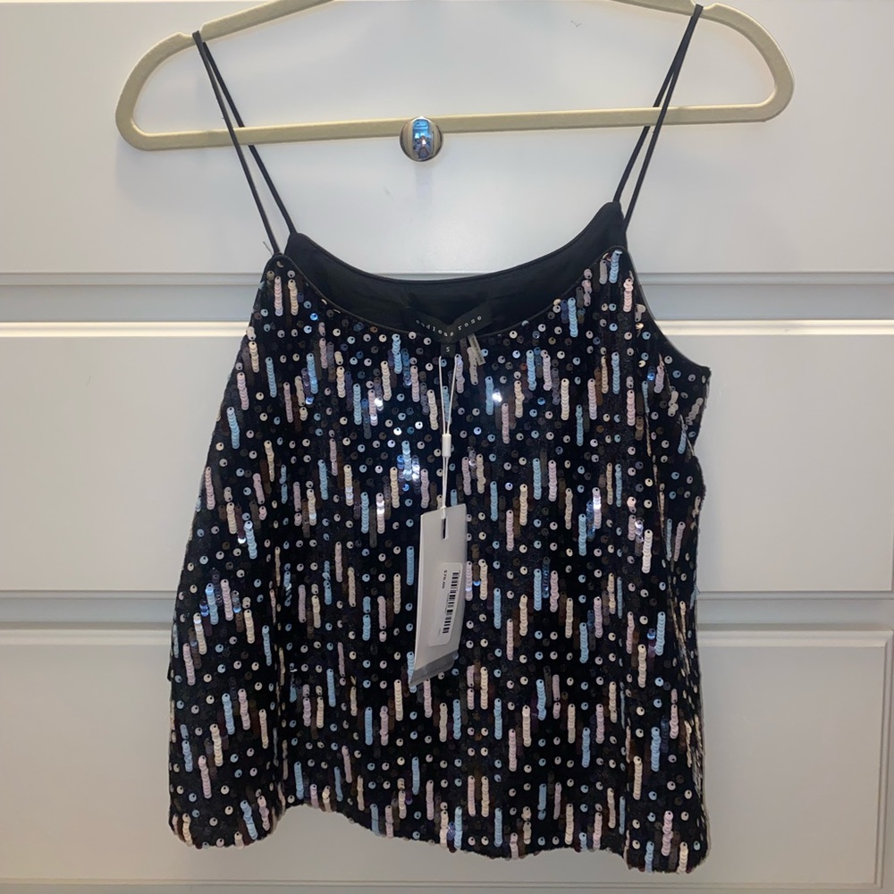 Brand New Sequins Tank Top size Small black and blue